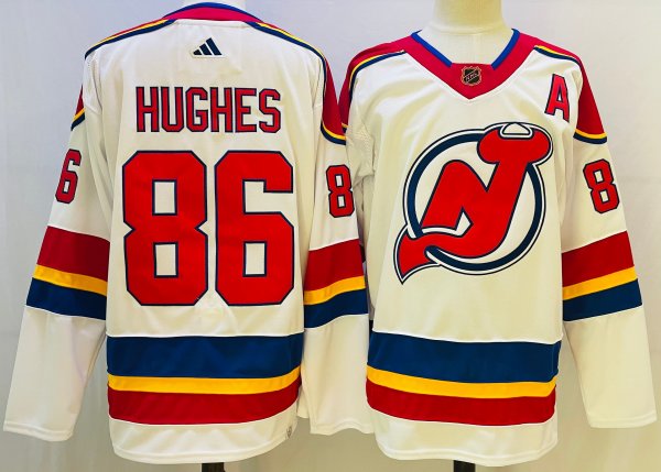 Men's #86 Jack Hughes New Jersey Devils White NHL Jersey