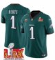 Men's Philadelphia Eagles #1 Jalen Hurts Green Super Bowl LIX F.U.S.E. Vapor Untouchable Limited Stitched Jersey